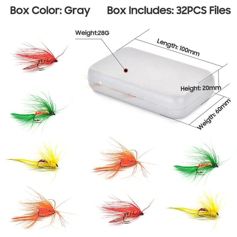 Outdoor Fishing Flies for Fly Fishing, Dry/Wet Fly Fishing Lures, Fly  Fishing Gear for Bass, Trout, Salmon with Storage Organizer Box, Fly Boxes