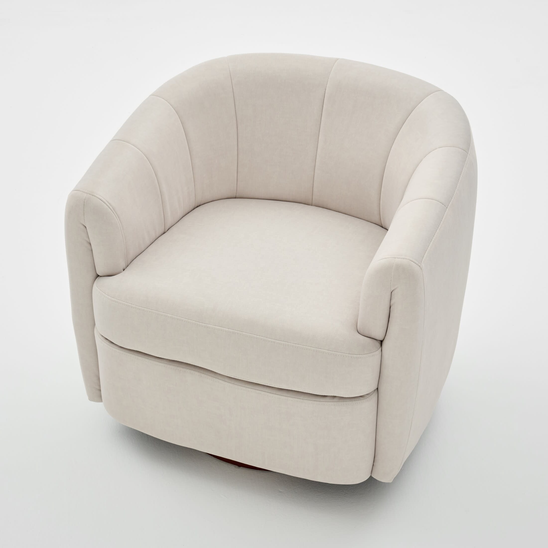 Noble House Swivel Accent Chair with Solid Wood Base, Velvet Upholstered Armchair for Living Room, White