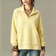 thumbnail image 5 of ClodeEU Women's Half Zip Stand Collar Long Sleeve Sweatshirt,Casual Loose Solid Pullover Top Yellow,Women's Plus S, 5 of 8