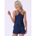 thumbnail image 4 of DARING DIVA Women's Satin Loungewear Straps Sleeveless Racer Back Pajama Sets M Blue, 4 of 7
