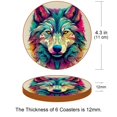 thumbnail image 3 of Wolf 6PCS Round Microfiber Leather Coasters, 11x11cm/4.3x4.3in, Drink Coaster Set for Home and Office, Table Coasters, Black Mats for Cups and Glasses, 3 of 6