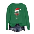 thumbnail image 5 of YUGYXL Women's Christmas Red Wine Glass Print Round Neck Sweatshirt Ugly Christmas Shirt Green XS, 5 of 6