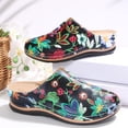 thumbnail image 5 of ZACPNCV Women's Floral Embroidered Closed Toe Mule Wedge Slippers Trendy Thick Sole Comfort Casual Fall Winter, 5 of 7