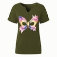 thumbnail image 5 of Sexlip Womens Short Sleeve Top V Neck Butterfly Styled Mask Print Loose Sleeve Soft Fabric Relaxed Silhouette for Casual Gatherings Green XL, 5 of 6