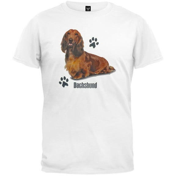 Long-Haired Dachshund Profile White T-Shirt - 2X-Large