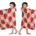 thumbnail image 4 of Strawberry Plants Fruit Flower Pink Pattern Hooded Bath Towel，60"x35" for Ages 3 To 12 Kids, Quick Dry Lightweight Soft Microfiber Hood Beach Towel Cover Up for Kids, 4 of 7