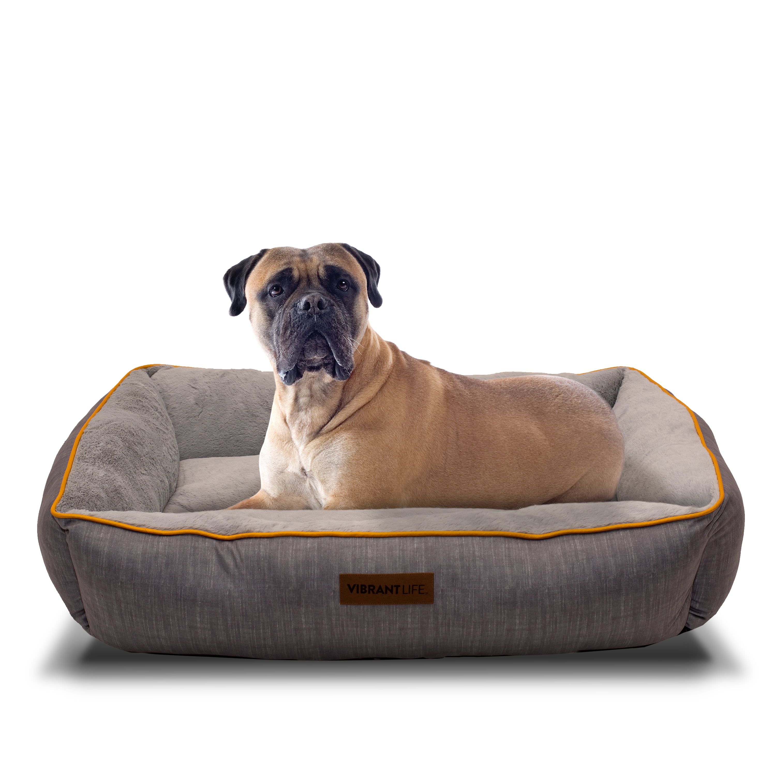 Vibrant Life 27" x 36" Lounger Pet Bed, Large, Gray Denim Print