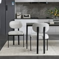 thumbnail image 2 of Set of 4 Modern Dining Room Chairs, Mid-Century Upholstered Boucle Kitchen Dining Chairs with Metal Legs (Beige), 2 of 12
