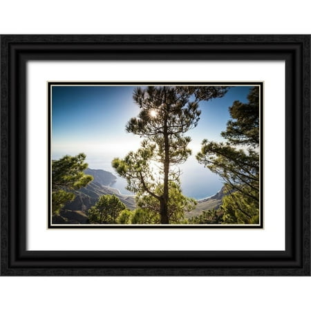 Bibikow, Walter 24x17 Black Ornate Wood Framed with Double Matting Museum Art Print Titled - Canary Islands-El Hierro Island-Mirador de las Playas-elevated view of the east coast