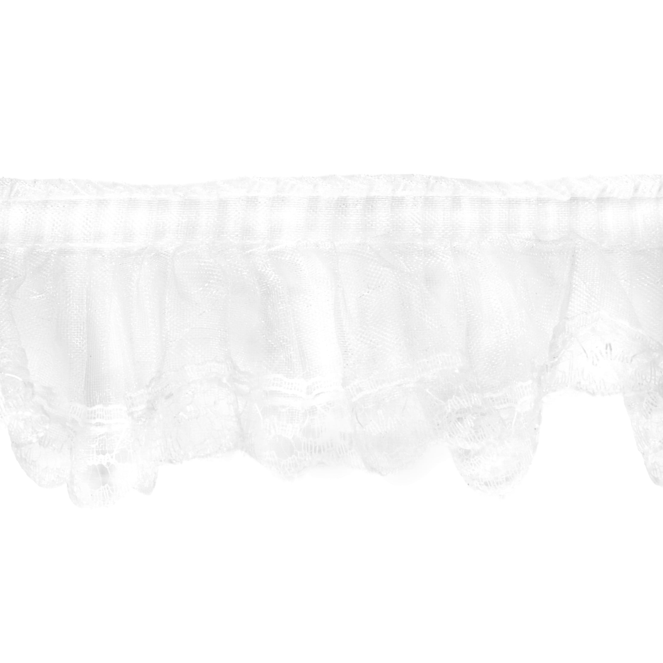 Hello Hobby White Pleated Scallop Lace Sewing Trim, 1-5/8 in x 3 yd