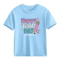 thumbnail image 1 of Blusas y camisas de manga corta con cuello redondo para niños y niñas, camisetas gráficas de manga corta, blusas con estampados bonitos para la temporada escolar., 1 of 9