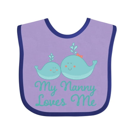 

Inktastic Nanny Loves Me Grandchild Whale Gift Baby Boy or Baby Girl Bib