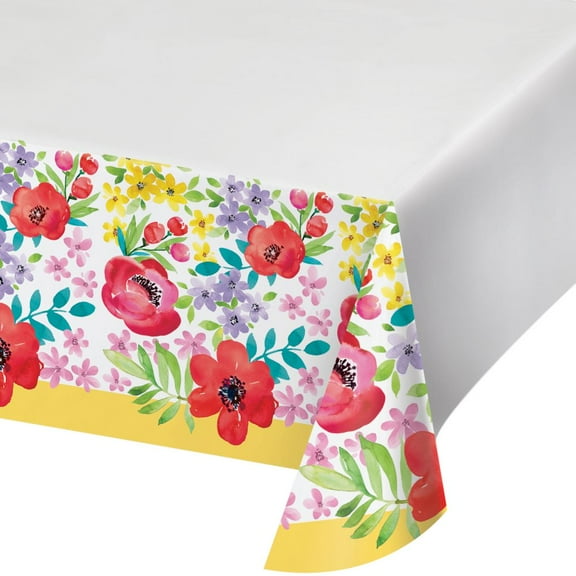Spring Poppies Paper Tablecloth