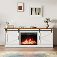 thumbnail image 3 of Kullavik Fireplace TV Stand with Sliding Barn Door for TVs up to 75",Media Entertainment Center Console Table w/24 inch Fireplace,Storage Cabinets,Adjustable Shelves for Living Room,White, 3 of 8