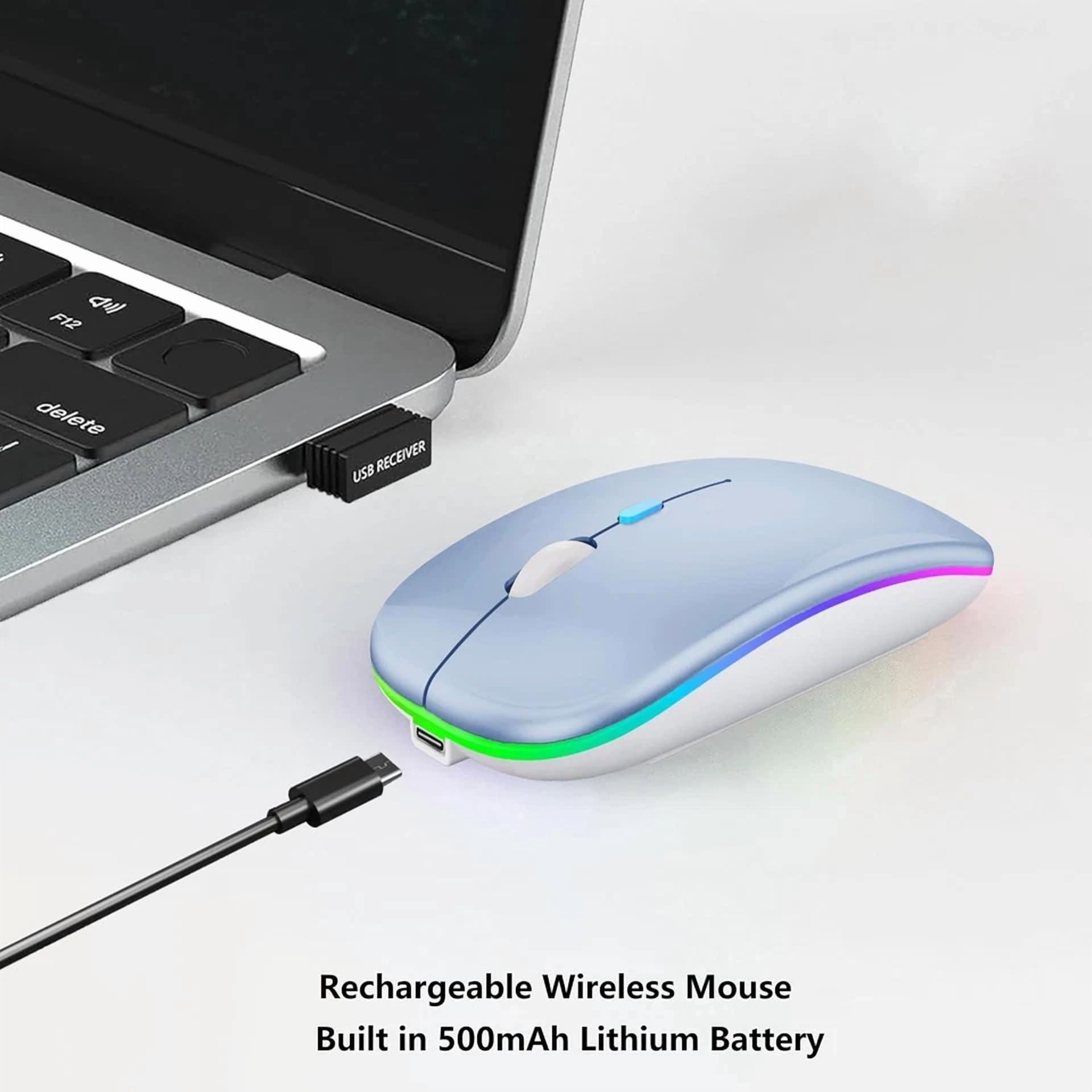BUTTERFLY- Wireless Bluetooth Mouse Rechargeable Laptop Mice With Led Lights Silent Blue