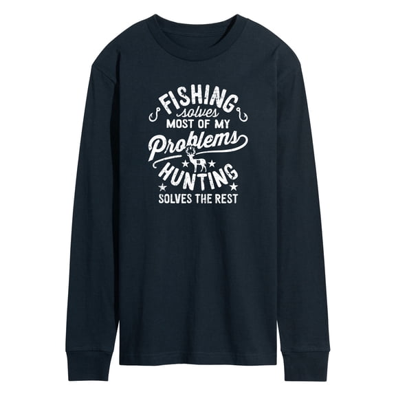 Instant Message - Fishing Solves Most Problems Long Sleeve Graphic T-Shirt