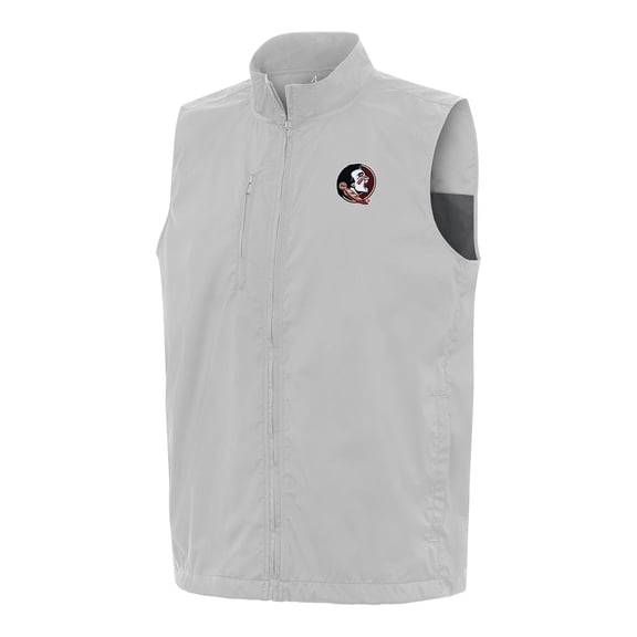 Men's Antigua Heather Gray Florida State Seminoles Brisk Full-Zip Vest