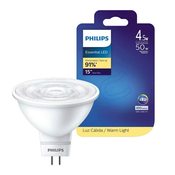 Foco Led Philips Mr16 4.5W Luz Cálida 400 Lúmenes