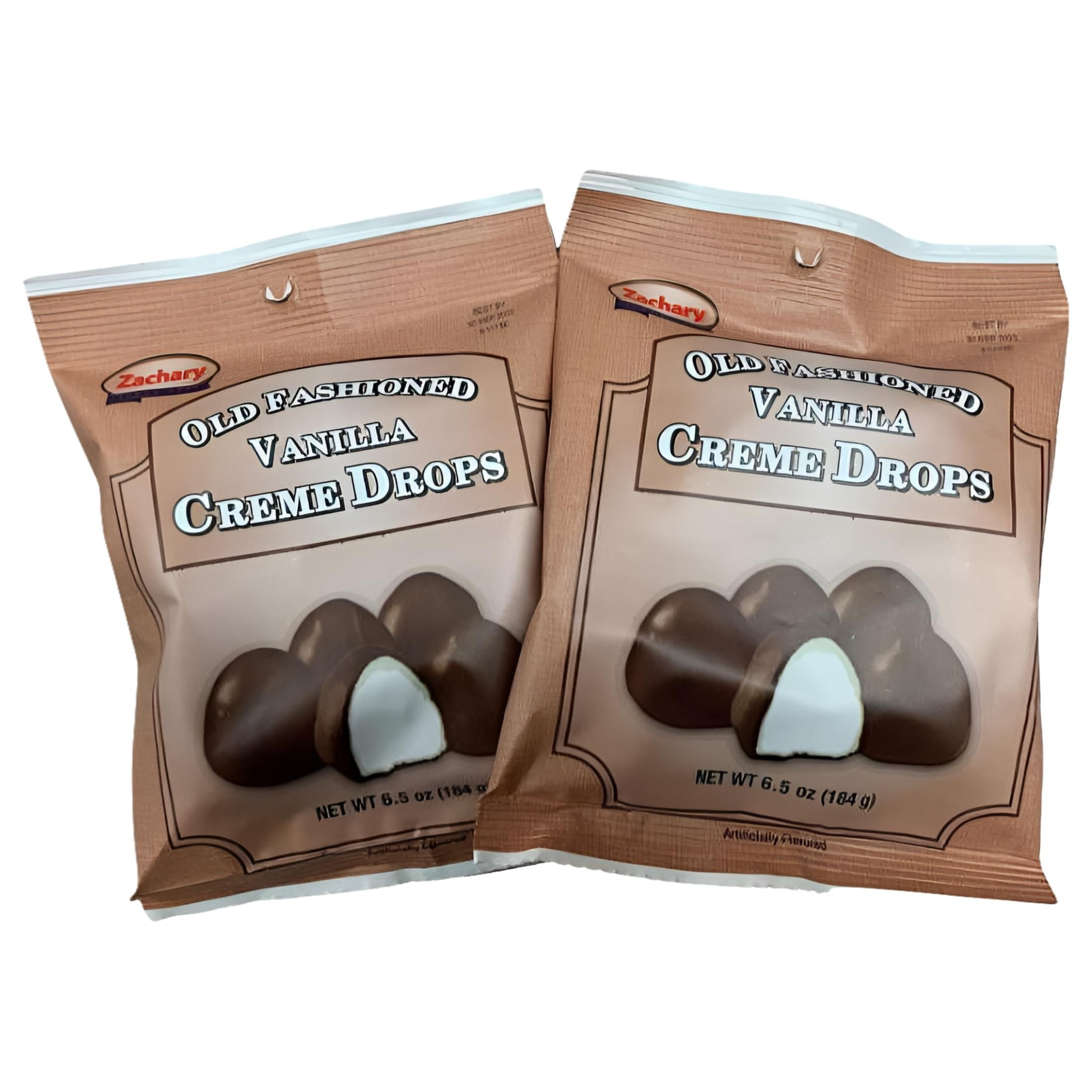 Zachary's Chocolate Vanilla Creme Drops Candy, 6.5 oz Bag, Pack of