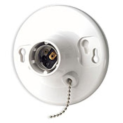 Leviton 8827-CW1 One-Piece Urea Outlet Box Mount, Incandescent Lampholder, Pull Chain, White