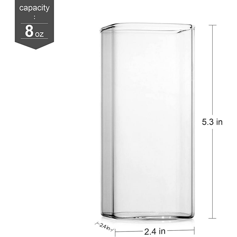 LUXU Drinking Glasses 13 oz,Thin Square Set of 4,Elegant Bar