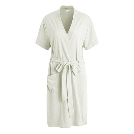 

Richie House Short Kimono Robe Women s Sleeve Cotton Bathrobe Party Dressing Gown Sleepwear RHW2753-11-L