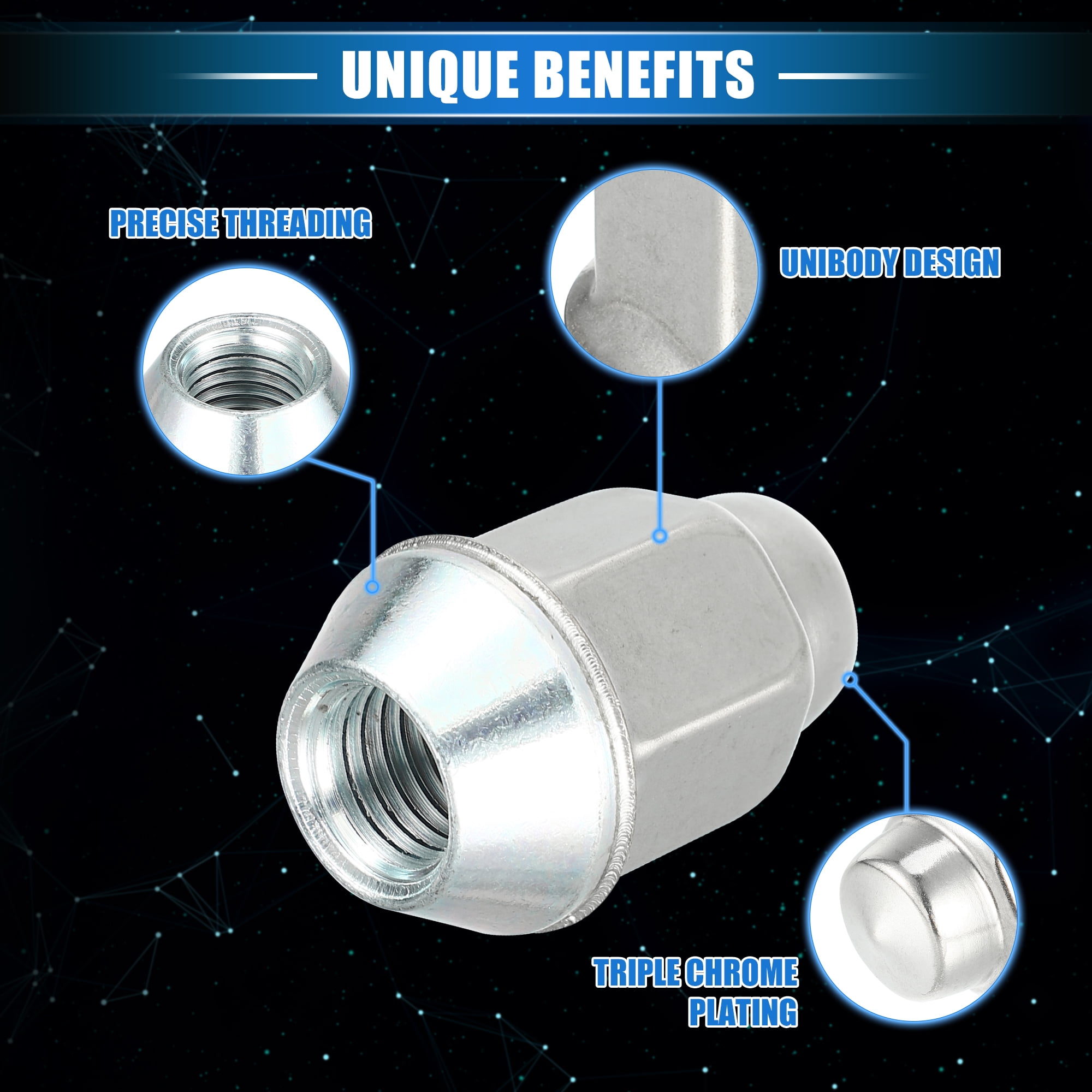 Unique Bargains 20 Pcs M12 x 1.5 Wheel Lug Nuts for Chevrolet Malibu Impala for Buick Encore Silver Tone Tire Lugnuts