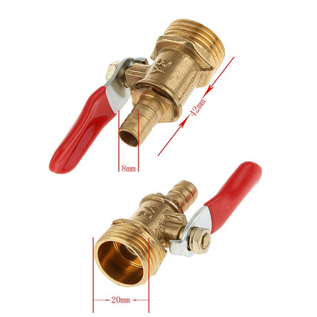 Thinsony Various Type Ball Valve Threaded Brass Valve Ball 4 interface 20mm 8mm Red 1Set