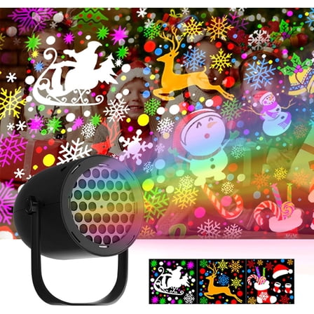 Christmas Projector Lights, 1 Pack LED Projector Lights with 16 Patterns for Christmas Decorations, 360° Rotating Projection Lamp for House Room Apartment Garden Yard Holiday Xmas Decor