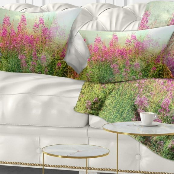 Designart 12" x 20" Purple Polyester Throw Pillow