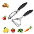 thumbnail image 1 of Zeeyh Set of 2 Y-Shaped Vegetable Peelers, I-Shaped Potato Carrot Peelers, Stainless Steel Fruit Peelers Channel Knife,Potato Peelers for Kitchen,, 1 of 6