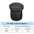 thumbnail image 5 of Uxcell Outer Hex Head Pipe Fitting Plug 1/4NPT Male Thread Carbon Steel 4Pcs, 5 of 6