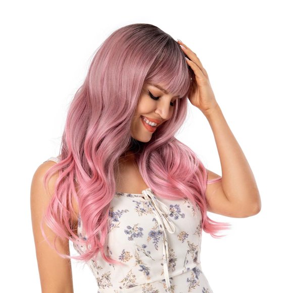 Pelucas para Mujer de Moda,26 "/66 cm Peinado Ondulado Esponjoso, Rosa, Adecuado para Fiestas,Halloween, Juegos de Rol, Fiestas, Citas y Cualquier Otra Escena (26 ",Rosa)