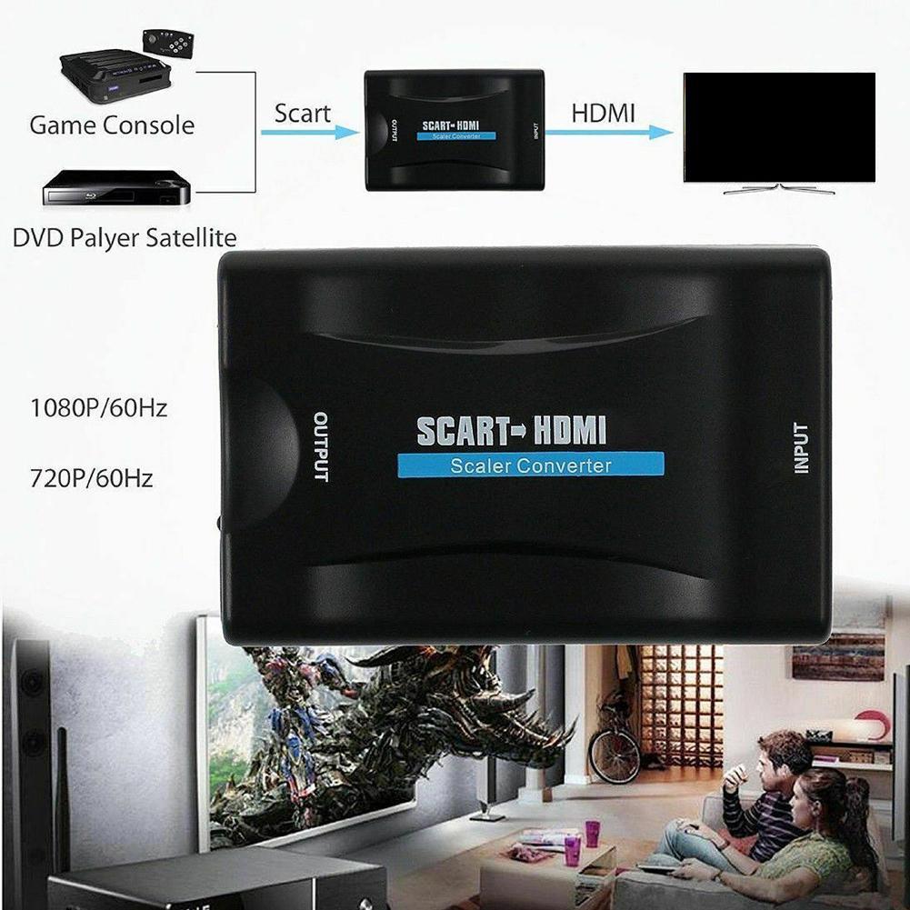 HD 1080P SCART HDMI Video Audio Upscale Converter Adapter TV DVD SkyBox Q9A6 - Walmart.com