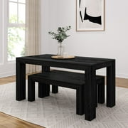 Plank+Beam 60 Modern Dining Table for 4, Solid Wood Rectangular Kitchen Table, Black Wirebrush