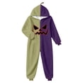 thumbnail image 4 of CUZIBR Halloween Onesie Pajamas Boys Girls Hooded Plush Pumpkin Pajama Patchwork Zip Up Long Sleeve Jumpsuit Loungewear Lovely Sleepwear,Dark Purple,15-16 Years, 4 of 4