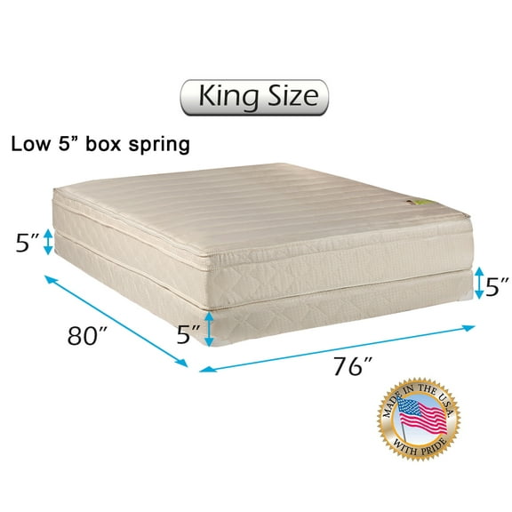 Dream Solutions USA Comfort Pedic Firm (Eurotop) PillowTop King (76"x80"x11") Mattress & Low 5" Height Box Spring - Sleep System with Enhanced Foam Encased Support- Fully Assembled, Plush Knit Cover