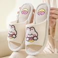 thumbnail image 4 of XIMIN Women's Premium All Seasons Linen Cute Animals Cartoon Bunny Soft Cushion Sole House Slippers Indoor Comfort Home Travel Slip On Y2k Shoes, 4 of 4