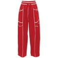 thumbnail image 4 of Arlun Womens Barrel Sweatpants High Waisted Wide Leg Casual Pants Drawstring Athletic Baggy Stylish 3D Striped Design Printed Trousers Loose Comfort Joggers with Pockets Red XL, 4 of 5