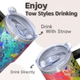 thumbnail image 4 of 20oz Geometric Pattern Double Wall Tumbler, Stainless Steel Insulated Travel Coffee Mug with Handle Leak Proof Straw, 4 of 5