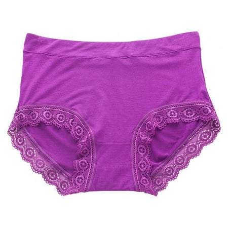

Women s Smooth Skin-Friendly Briefs - Solid Color Soft Breathable Underpants Mid-Rise Modal Lace-trimmed Panties Plus Size L-XXXL(1-Packs)
