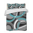 thumbnail image 2 of Turquoise Geometric Twin Size Down Alternative Comforter, Lightweight Comforter Quilt Bedding Set with Pillow Shams Grey Classic Abstract Lines Striped All Seasons Bed Comforter Duvet Insert 68"x86", 2 of 7