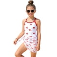 thumbnail image 3 of XZNPDUCQ Girls Swimsuit Set Comfortable Soft Breathable And Stylish With Bow Print Swimming Suit For Girls 11-12 Years Red, 3 of 8