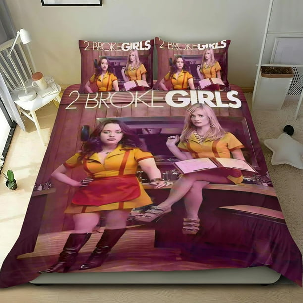 Chicas Broke Conjunto de sábanas temático, trío de piezas, cómodo y amigable con la piel, diseño único, regalo de decoración para el hogar para familiares, amigos y fans, 90 cm * 190 cm