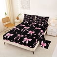 thumbnail image 2 of Erosebridal Kawaii Pink Bowknot Bed Sheets 4pcs for Kids Teens,Girls Cute Love Heart King Sheets,Luxury Bedroom Decor, 2 of 5
