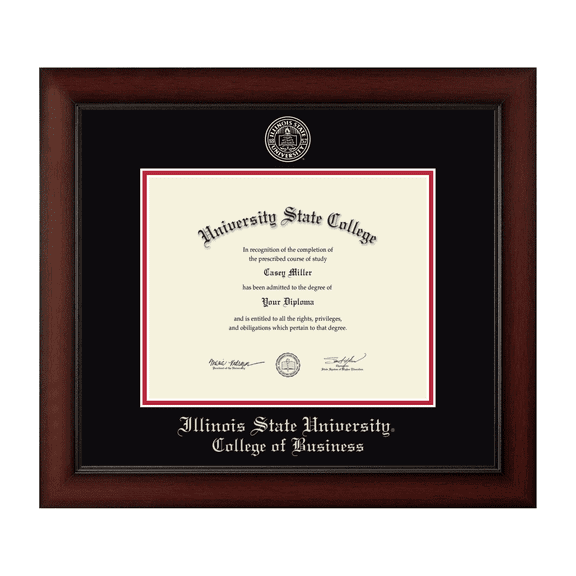 Framerly - Illinois State Business Diploma Frame with Black and Red Mat