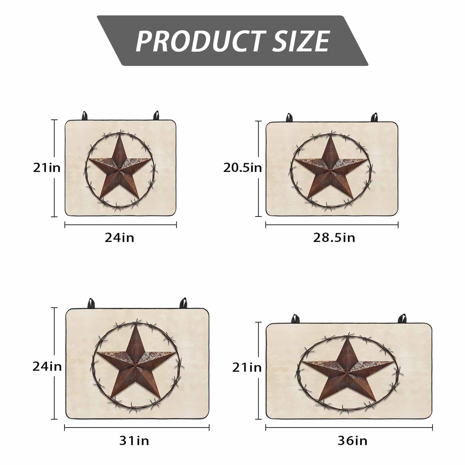 Texas Star Farmhouse Stove Top Cover for Electric Stove, Heat-proof & Non Slip Glass Top Stove Cover Protector, Western Country Stars Retro Kitchen Flat Cooktop Rubber Mat 24x21 Inches