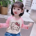 thumbnail image 4 of Hello Kitty-Camiseta cómoda de algodón puro para niños, Top informal de manga larga, camisa Base de bloqueo de Color a la moda, 4 of 5