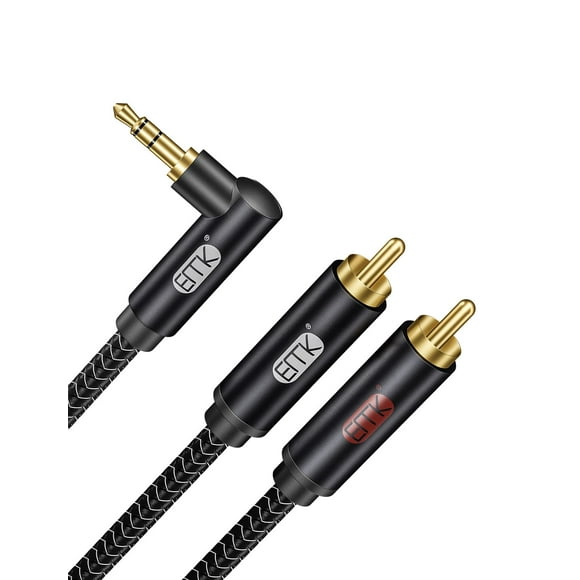 Cable de audio EMK de 3,5 mm a 2 RCA chapado en oro de 10 pies/3 m