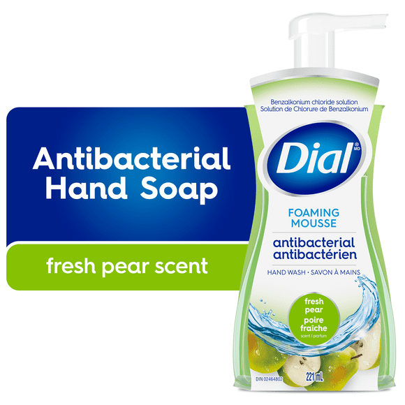 Dial Antibacterial Foaming Hand Wash, Fresh Pear Scent, 221ml, Dermatologist Tested, pH Balanced, Free from Silicones, Parabens, Phthalates, SLES/SLS